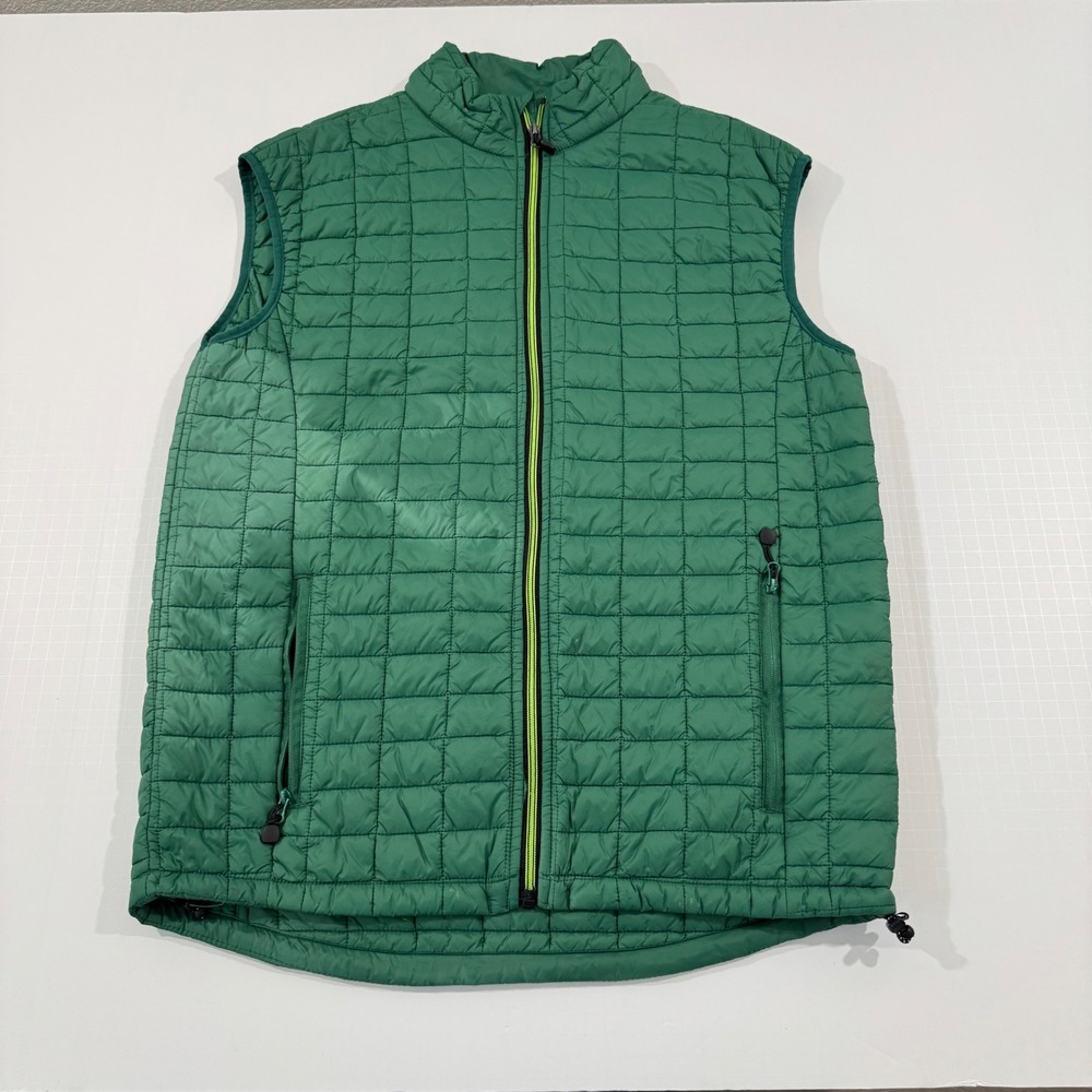 Little Donkey Andy Puffer Vest Mens Medium Green Quilted Lightweight Full Zip